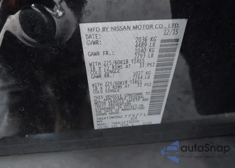 2016 Nissan Rogue Sl from USA, damaged, VIN 5N1AT2MT0GC775771